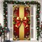 Merry Christmas Door Cover 35x71 Christmas Gift Box Present Hanging Banner Decoration Winter Holiday Bow Window Door Cover Red and Gold Stripes Ornaments New Year Party Home Wall Outdoor ​